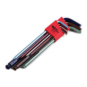 9 Piece Metric Color-Coded Ball End Hex Key Set