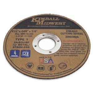 4-1/2" x .045" x 7/8" Kim-Kut™ Type 1 Zirconia Cut-Off Wheel