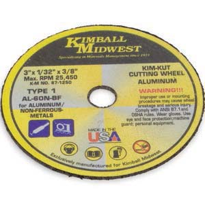 3" x 1/16" x 3/8" Kim-Kut™ Type 1 Aluminum Cutting Cut-Off Wheel