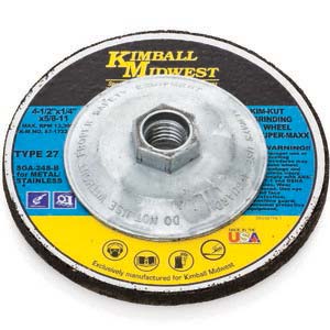 4-1/2" x 1/4" x 5/8"-11 Type 27 Kim-Kut Super-Maxx™ Grinding Wheel