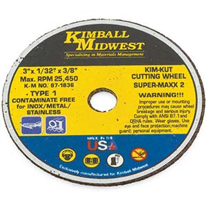 3" x 1/32" x 3/8" Type 1 Kim-Kut™ Super-Maxx 2™ Cut-Off Wheel - Bulk - 25 Pack