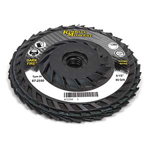 4-1/2" x 7/8" 40 Grit Type 29 Dark-Fire™ Ceramic Grain Flap Disc - Bulk