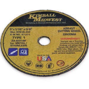 3" x 1/16" x 3/8" Type 1 Kim-Kut™ Zirconia Cut-Off Wheel