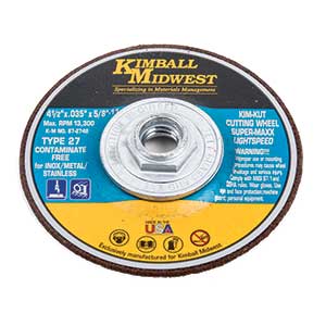 4-1/2" x .035" x 5/8"-11 Type 27 Kim-Kut™ Super-Maxx Lightspeed™ Cut-Off Wheel - Bulk