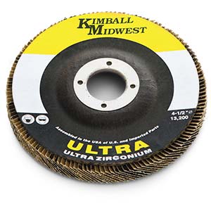 4-1/2" x 7/8" 60 Grit Type 29 Fiberglass Back Zirconia Flap Disc - Kim-Pak