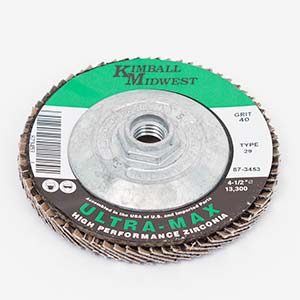 4-1/2" x 5/8"-11 40 Grit Ultra-Max Fiberglass Back Zirconia Flap Disc - Bulk