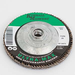 4-1/2" x 5/8"-11 40 Grit Type 29 Ultra-Max Zirconia Flap Disc - Bulk