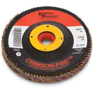 4-1/2" x 5/8"-11 Unique E-Z Spin 60 Grit Type 29 Crimson-Fire™ Ceramic Flap Disc