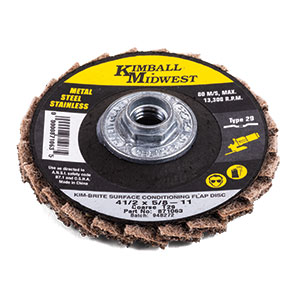 4-1/2" x 5/8"-11 Brown Coarse Kim-Brite™ Surface Conditioning Flap Disc