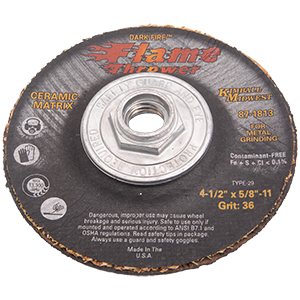 4-1/2" x 1/8" x 5/8"-11 Type 29 Dark-Fire™ Flamethrower Ceramic Grinding Wheel - Bulk