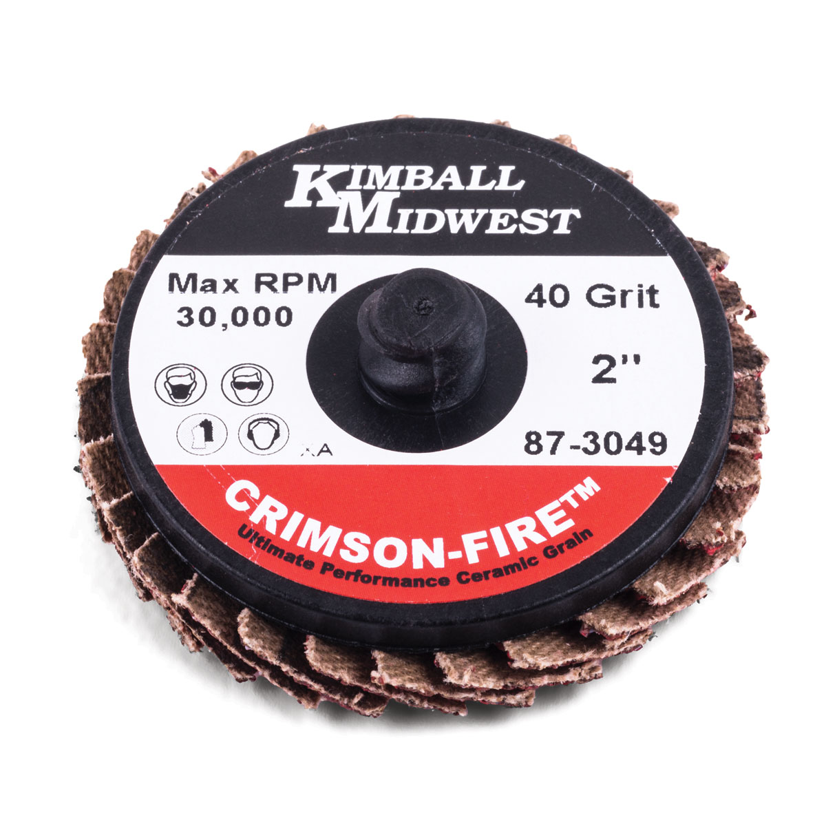 2" 40 Grit Type R Crimson-Fire™ Mini Ceramic Grain Flap Disc