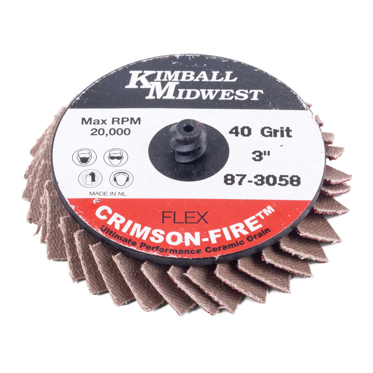 2" 60 Grit Type R Crimson-Fire™ Mini Flex Ceramic Grain Flap Disc