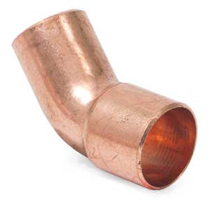 1/2" x 1/2" Fitting to Copper 45° Elbow