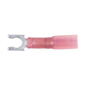 22 - 18 AWG Red Polyolefin Insulated Ultra-Link Crimp & Solder Spring (#8 - #10) Spade Terminal