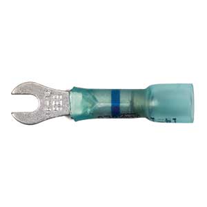 16 - 14 AWG Blue Polyolefin Insulated Ultra-Link Crimp & Solder (#4 - #6) Spade Terminal