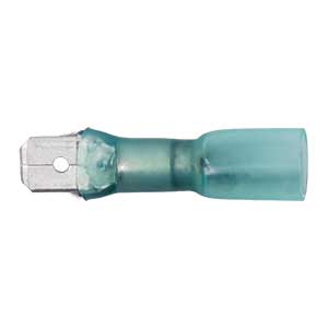 16 - 14 AWG Blue Polyolefin Insulated Ultra-Link Crimp & Solder Male (1/4" Tab) Quick Slide Terminal