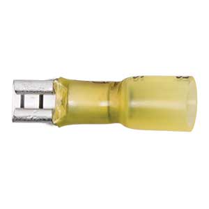 12 - 10 AWG Yellow Polyolefin Insulated Ultra-Link Crimp & Solder (1/4" Tab) Female Quick Slide Terminal