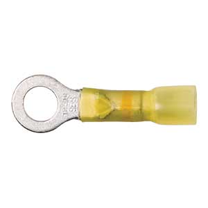 12 - 10 AWG Yellow Polyolefin Insulated Ultra-Link Crimp & Solder (1/4" - 5/16") Ring Terminal