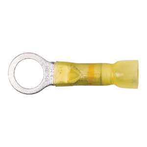 12 - 10 AWG Yellow Polyolefin Insulated Ultra-Link Crimp & Solder (5/16" - 3/8") Ring Terminal