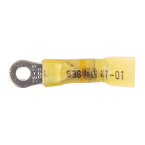 12 - 10 AWG Yellow Polyolefin Insulated Ultra-Link Crimp & Solder (#6 - #8) Ring Terminal