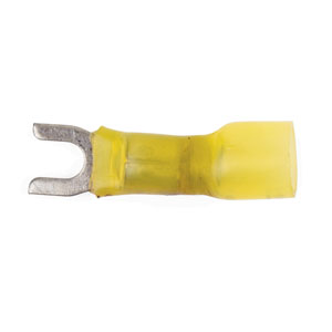 12 - 10 AWG Yellow Polyolefin Ultra-Link Crimp & Solder (#6 - #8) Spade Terminal