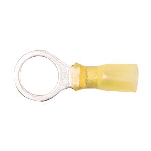 12 - 10 AWG Yellow Polyolefin Insulated Pro-Tech™ Commercial Grade Heat Shrink (7/16" - 1/2") Ring Terminal