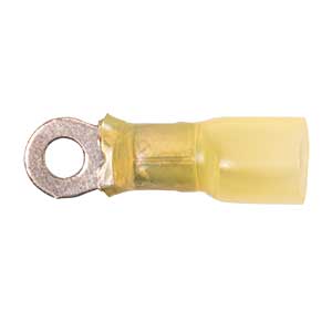 12 - 10 AWG Yellow Polyolefin Insulated Pro-Tech™ Commercial Grade Heat Shrink (#6 - #8) Ring Terminal