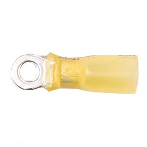 12 - 10 AWG Yellow Polyolefin Insulated Pro-Tech™ Commercial Grade Heat Shrink (#8 - #10) Ring Terminal