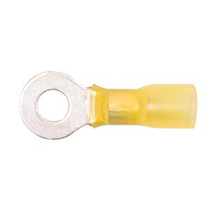 12 - 10 AWG Yellow Polyolefin Insulated Pro-Tech™ Commercial Grade Heat Shrink (#12 - 1/4") Ring Terminal