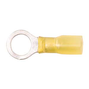 12 - 10 AWG Yellow Polyolefin Insulated Pro-Tech™ Commercial Grade Heat Shrink (5/16" - 3/8") Ring Terminal